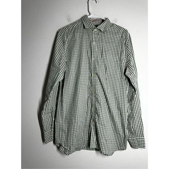 Greg Norman Men’s Cotton Button Down Shirt Sz M Long Sleeve Gray Green See Notes - Picture 1 of 16